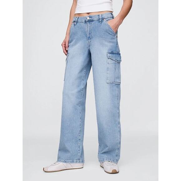 Gap Denim - NWT Gap Size 28 Mid Rise '90s Loose Cargo Utility Baggy Denim Light Blue Jeans